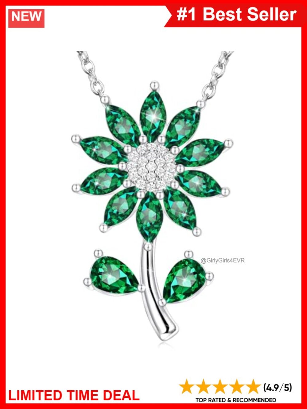 Sterling Silver Sunflower Birthstone Pendant Necklace for Women